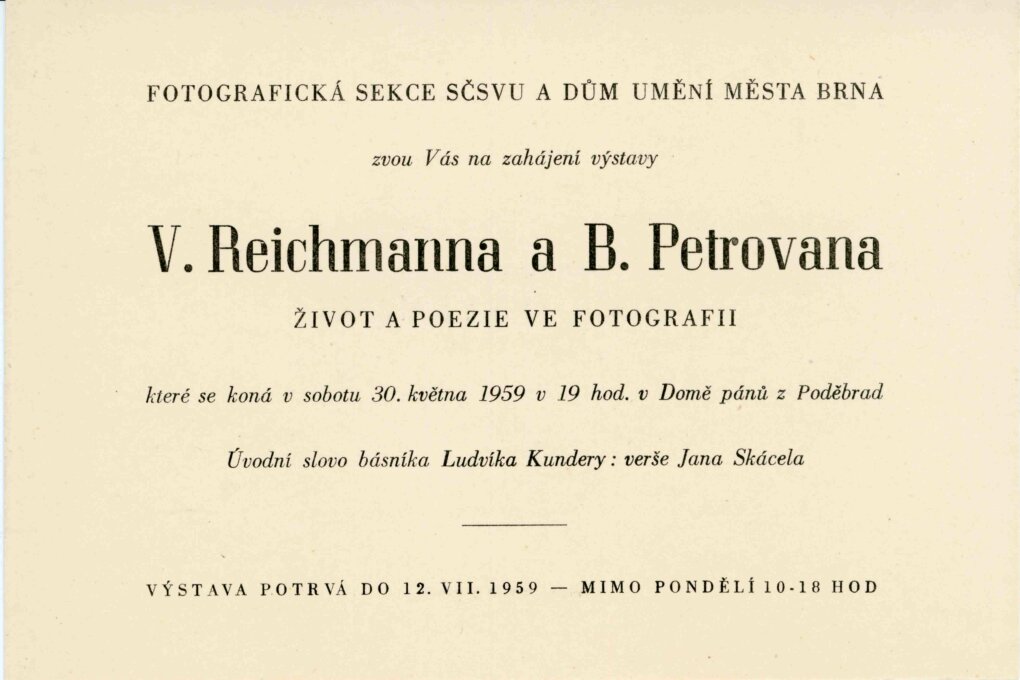 Vilém Reichmann a Bedřich Petrovan. Život a poezie ve fotografii